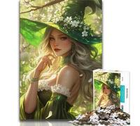 Anime Witch Adult Puzzles 1000 Pieces,Help The Brain Exercise Addictive Toys to Cultivate Patience Unique Challenge Game (38x26cm)