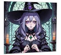 Anime Witch Birthday Card - Gothic Witch Greeting Card 145mm x 145mm