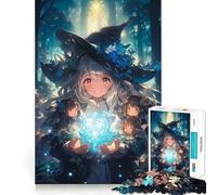 Anime Witch in The Woods 1000 Piece Jigsaw Puzzle for Adults Creative Craft Bright Detail Home Game Evening Game (38x52cm)