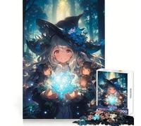 Anime Witch in The Woods for Adults 1000 Piece Jigsaw Puzzle Indoor Fun Smooth Thick Family Activity Birthday Art Gift (38x26cm)
