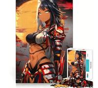 Anime Wolf Girl Warrior 1000 Adult Pieces Jigsaw Puzzle Brain Exercise Tight Joint Real Challenge Art Decor (38x26cm)