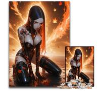 Anime Woman in Flames 1000 Piece Jigsaw Puzzle Challenging Puzzles Challenging Brain Teaser Relaxing Toy for Teenagers 1000 PCS(75x50cm)