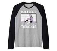 Anime woman. Quiet beats, endless thoughts. Raglan Baseball Tee