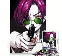 Anime Woman with Gun 1000-piece Puzzle for Teenagers Mind Exercise Smooth Joint Family Play Home Decor (38x52cm)