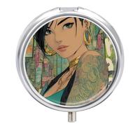 Anime Womens Round Pill Box Organiser 3 Compartment Medicine Case