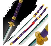 Anime Wood Bamboo Swords With LED Light-Up Blade Anime Replica Halloween Cosplay 104cm Blunt Prop (Emma Light Blue)