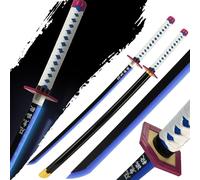Anime Wood Bamboo Swords With LED Light-Up BladeAnime Replica Halloween Cosplay 104cm Blunt Prop (Riyu Blue Diamond)
