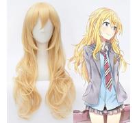 Anime Your Lie in April blonde Wig Miyazono Kaori cosplay long curly Synthetic Fake Hair Party Role Play Wigs