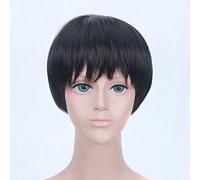 Anime Yuri!!! on Ice cosplay Wig for men boys Katsuki Yuuri Synthetic Hair Black short Slicked Cosplay Wigs + Wig cap One Size YUURI PL-772