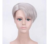 Anime Yuri!!! on Ice cosplay Wig for men boys Katsuki Yuuri Synthetic Hair Black short Slicked Cosplay Wigs + Wig cap One Size ichiko wig PL-623