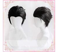 Anime YURI!!! on ICE Katsuki Yuri Short Black Slicked Back Heat Resistant Cosplay Costume Wig + Wig Cap