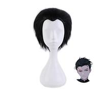 Anime YURI!!! on ICE Katsuki Yuuri Short Black Slicked Back Heat Resistant Cosplay Costume Wig + Wig Cap MZ048