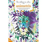 Animetrix - cahier avec autocollants: 12 portraits d'animaux à réaliser avec des autocollants