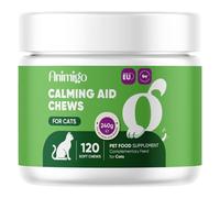 animigo Cat Calming Treats - 120 Soft Chews - For Home Alone Time, Hyperactivity, Car Rides & Loud Noises - Calming Cat Treats with Ashwagandha, Lemon Balm & L-Taurine - Dairy-Free & Lactose-Free