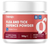 animigo Flea & Tick Powder for Cats - Works from Within - Delicious Chicken Flavour - Added Vitamins, Minerals & Amino Acid - Alternative to Cat Flea Tablets, Shampoo & Spray - Easy to Mix in Food