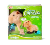 Animigos Curious Capybara Interactive Plush Toy, Beige and Brown, Walking and Chirping Feature, Soft Material, For Boys and Girls Ages 18 Months and Above