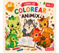 ANIMIX: Libro de colorear: Libro de colorear de animales adorables, estilo aesthetic y cozy para relajarse y aliviar el estrés. Volumen 1.