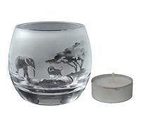Animo Glass Small Crystal Animal Glass Tealight Candle Holder - Safari