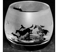 Animo Glass Small Crystal Glass Tea Light Candle Holder - Hunting Scene