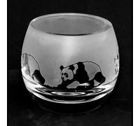 Animo Glass Small Crystal Glass Tealight Candle Holder - Panda