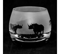 Animo Glass Small Crystal Glass Tealight Candle Holder - Rhino
