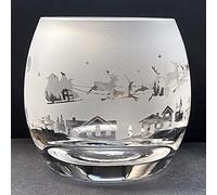 Animo Glass Small Crystal Glass Tealight Candle Holder - Santa