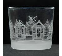 Animo Glass Votive Tea Light Candle Holder, Frosted Etched Glass Holders with Beach Design Clear Tealight Candle Holder for Home Decor Beach Huts