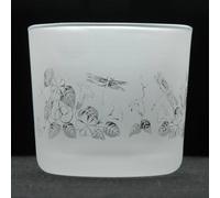 Animo Glass Votive Tea Light Candle Holder, Frosted Etched Glass Holders with Dragonfly Design - Clear Tealight Candle Holder for Birthday, Party Gift and Home Decor Dragonfly