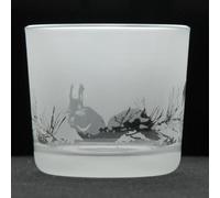 Animo Glass Votive Tea Light Candle Holder, Frosted Etched Glass with Woodland Squirrel Design - Clear Tealight Candleholder for Weddings, Party and Home Decor - Squirrel
