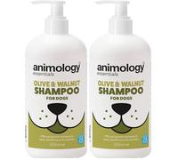 Animology Essentials Olive and Walnut Dog Shampoo 500ml, Gentle Daily Cleanser with Conditioner for All Breeds (Pack of 2)