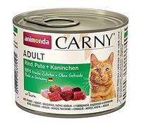 animonda Carny Adult cat food, wet food for adult cats, beef, turkey + rabbit, 6 x 200g