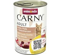 animonda Carny Adult cat food, wet food for adult cats, chicken, turkey + duck heart, 6 x 400g