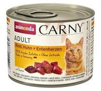 animonda Carny Adult Wet Cat Food - Beef, Chicken + Duck Hearts, 200g (Pack of 6)