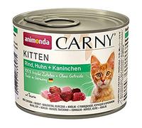 animonda Carny Kitten cat food, wet food for cats up to 1 year, beef, chicken + rabbit, 6 x 200g