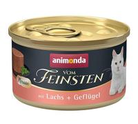 animonda vom Feinsten Mousse Wet Cat Food, Salmon + Poultry (12 x 3 oz), Wet Cat Food Grain-Free, Sugar Free, Fresh Meaty Ingredients