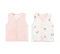 ANIMQUE Baby Toddler Double Sided Vests Spring Autumn Kids Vest Cotton Children Sleeveless Jacket Thin Cardigan Top with Snap Button, Pink 66