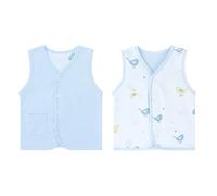 ANIMQUE Baby Toddler Double Sided Vests Spring Autumn Kids Vest Cotton Children Sleeveless Jacket Thin Cardigan Top with Snap Button, Blue 66