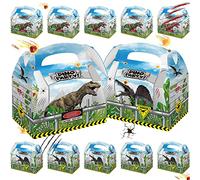 Animsco 16 Pack Dinosaur Treat Boxes Jurassic Dinosaur Park World Party Supplies Bag Boxes for Boys Kids Dinosaur Theme Birthday Party Favor Candy Goodies Gift Baby Shower Bags