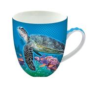 Animug Sea Turtle Mug from Deluxebase. 450ml Large Ceramic Coffee Cup with Handle and Cute Animal Print, Novelty Mug for Gifts and Kitchen Decor, Dishwasher Safe Mugs for Coffee or Tea.