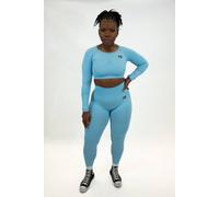 Animus Women's Scrunched Crop Top Seamless Set in Baby Blue | Size: Large Animus Baby Blue L