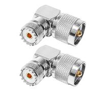 Anina UHF Male PL259 to SO239 UHF Female Coax Connector Right Angle L Shape Low Loss Antenna Adapter for Coaxial Cable RF CB Ham Radio Antenna 2-Pack