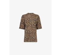 Anine Bing Womens Anine Bing Avi Leopard-Print Cotton T-Shirt Black And Brown S