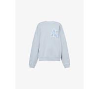 Anine Bing Womens Anine Bing Miles Letterman Oversized Cotton Sweatshirt Pastel Blue M