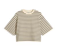 Anine Bing Women's Myers Cropped Stripe T-Shirt Black Stripe French Terry