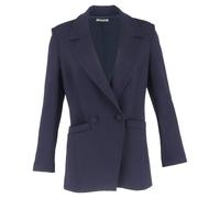 Anine Bing Women's Preloved Double-Breasted Blazer Navy Blue Polyester | Size: Large