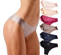 ANING Women's sports thongs, ice silk seamless yoga panties, fitness Tback，Pack 6 - - Large