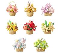 Aningde 8 Flowers 1360Pcs Botanical Flower Micro Building Bricks Model Kit for Adults - Roses Design for Home Decor - Ages 14+