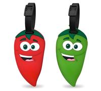ANINIUCN 2-Pack Chili Pepper Luggage Tags - Funny Food-Themed Silicone ID Tags for Suitcases and Bags - Unique Travel Accessories for Teens & Adults