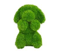 AniPlants Dog Sitting Artificial Grass Figurine Approx. 30 x 34 x 36 cm, weatherproof and dimensionally stable, with anchors for attachment, ideal as a decoration for garden and house, green, 35 cm