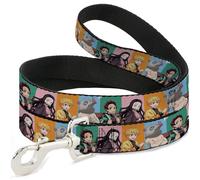 Aniplex of America Pet Leash, Dog Leash, Demon Slayer Four Character Group Pose Blocks Multi Color, 4 Feet Long 1.0 Inch Wide